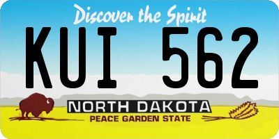 ND license plate KUI562