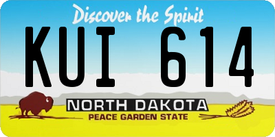 ND license plate KUI614