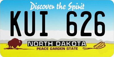 ND license plate KUI626