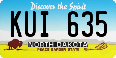 ND license plate KUI635