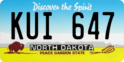ND license plate KUI647