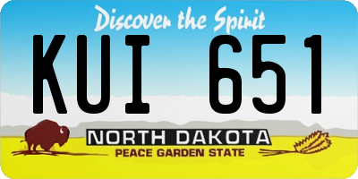 ND license plate KUI651