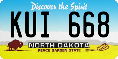 ND license plate KUI668
