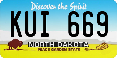 ND license plate KUI669