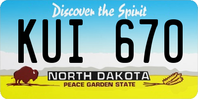 ND license plate KUI670
