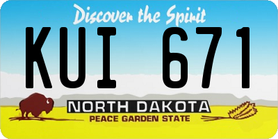 ND license plate KUI671