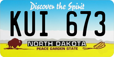 ND license plate KUI673