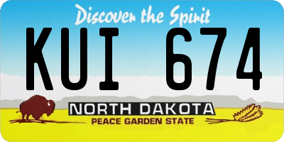 ND license plate KUI674