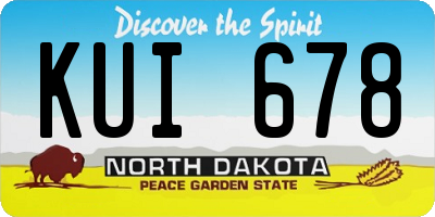 ND license plate KUI678