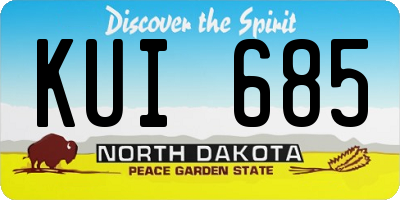 ND license plate KUI685