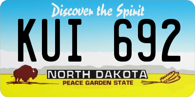 ND license plate KUI692