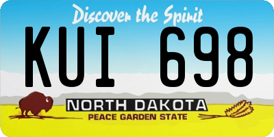 ND license plate KUI698