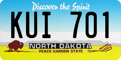 ND license plate KUI701