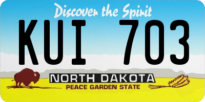 ND license plate KUI703