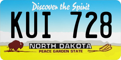 ND license plate KUI728