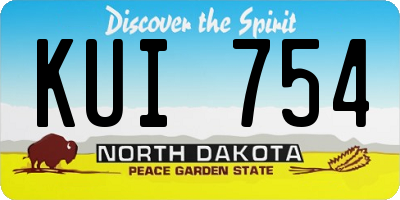 ND license plate KUI754