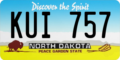ND license plate KUI757