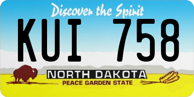 ND license plate KUI758