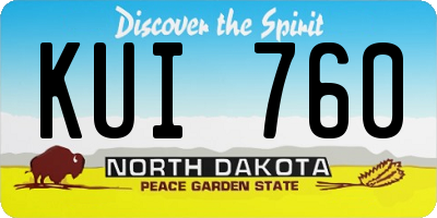 ND license plate KUI760