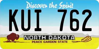 ND license plate KUI762