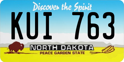 ND license plate KUI763