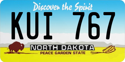 ND license plate KUI767