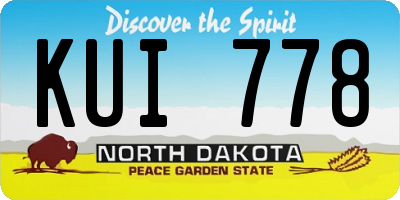 ND license plate KUI778