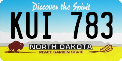 ND license plate KUI783