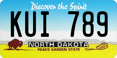 ND license plate KUI789