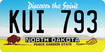ND license plate KUI793