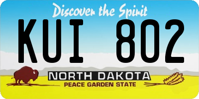 ND license plate KUI802