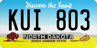 ND license plate KUI803