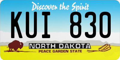 ND license plate KUI830