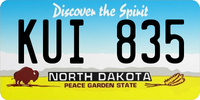 ND license plate KUI835