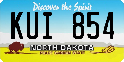ND license plate KUI854