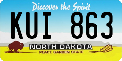 ND license plate KUI863