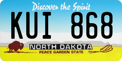 ND license plate KUI868