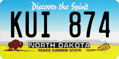 ND license plate KUI874