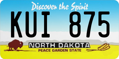 ND license plate KUI875