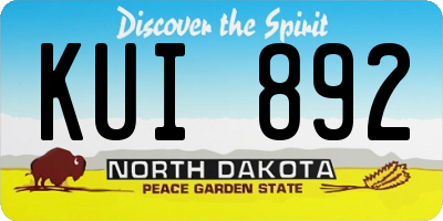 ND license plate KUI892