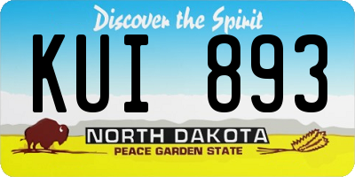 ND license plate KUI893