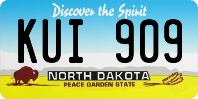 ND license plate KUI909