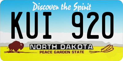 ND license plate KUI920