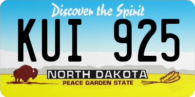 ND license plate KUI925