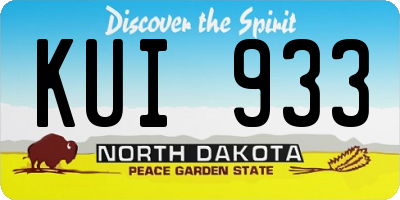 ND license plate KUI933