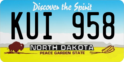 ND license plate KUI958