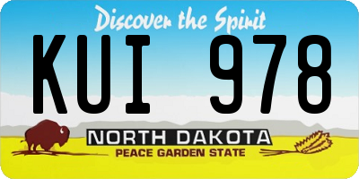 ND license plate KUI978
