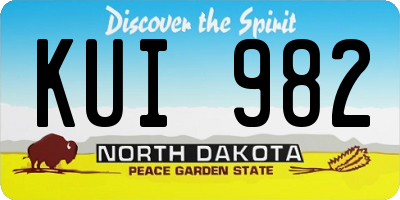 ND license plate KUI982