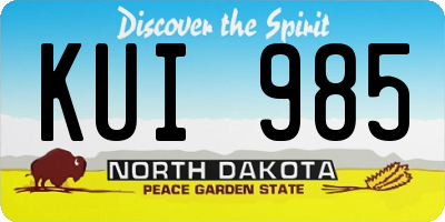 ND license plate KUI985