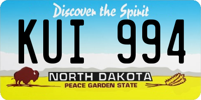 ND license plate KUI994